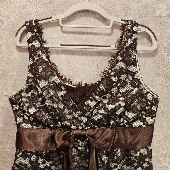 Coldwater creek dress womens12 black lace overlay blue satin lining feminine - Picture 7 of 15